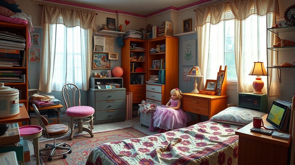 1980s Girl's Bedroom: Nostalgic Photorealistic Rendering