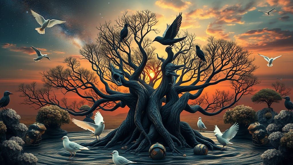 Surreal Cosmic Collage in Digital Art