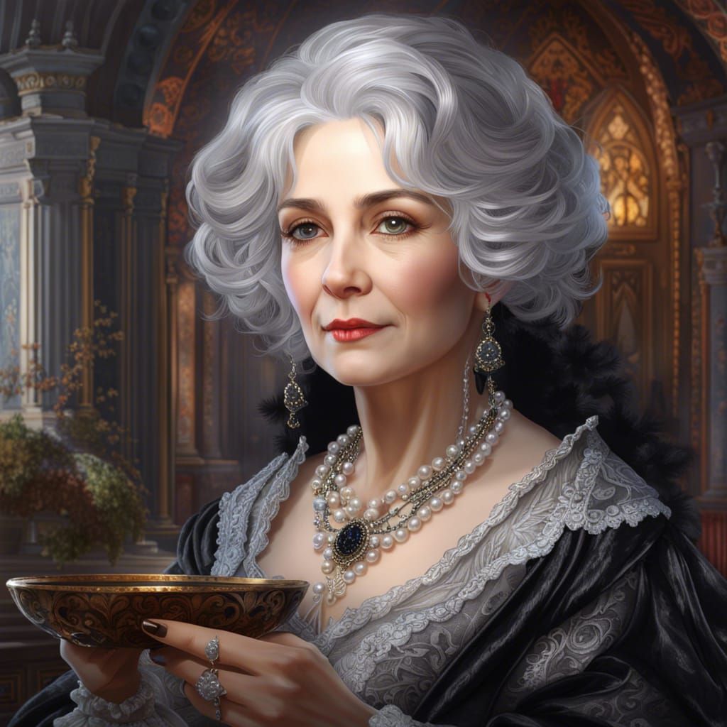 Fantasy Portrait of a Gothic Old Woman in Renaissance Style