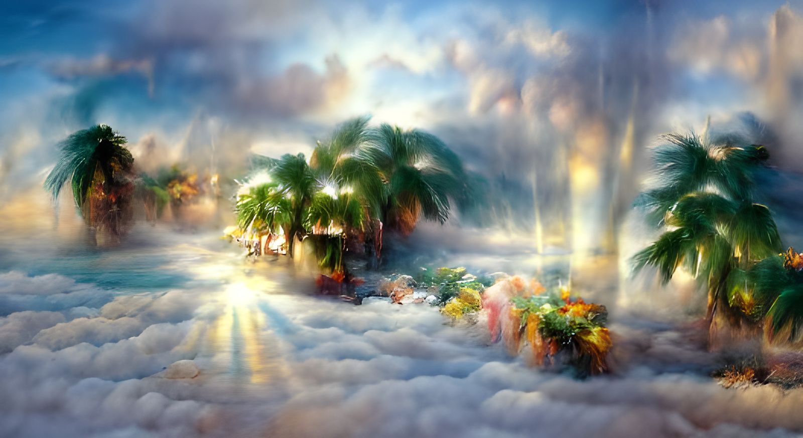 Ethereal Tropical Beach in Divine Sunlight