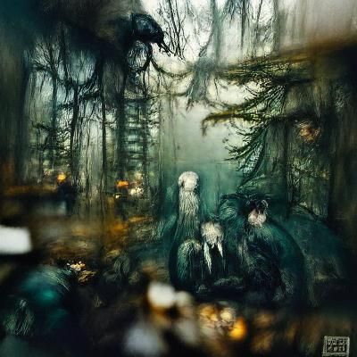 Eerie Double Exposure of a Spooky Ghost Forest