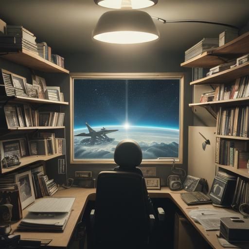 Nighttime Ham Radio Shed with UFO