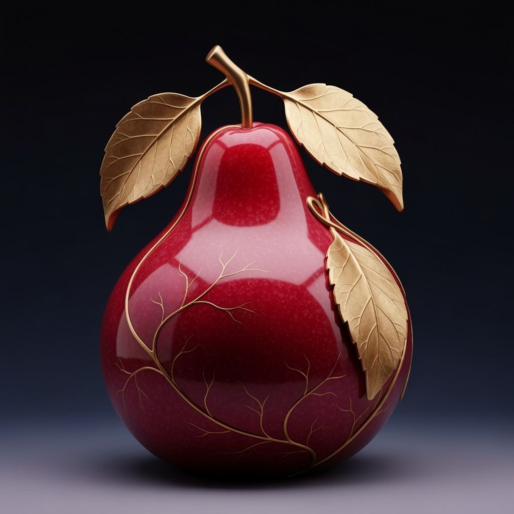 Ornate Pear Sculpture in Art Nouveau Style