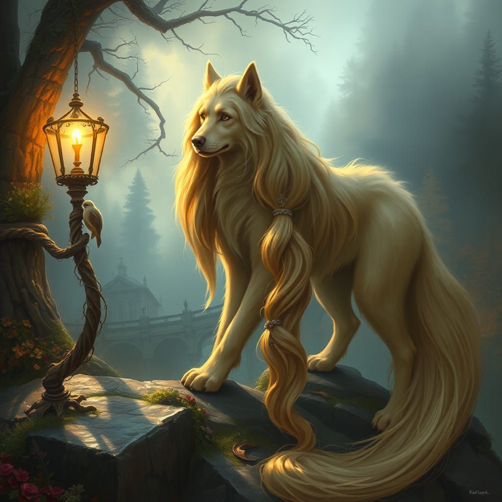 Rapunzel as a Hell Hound in Ethereal Fantasy