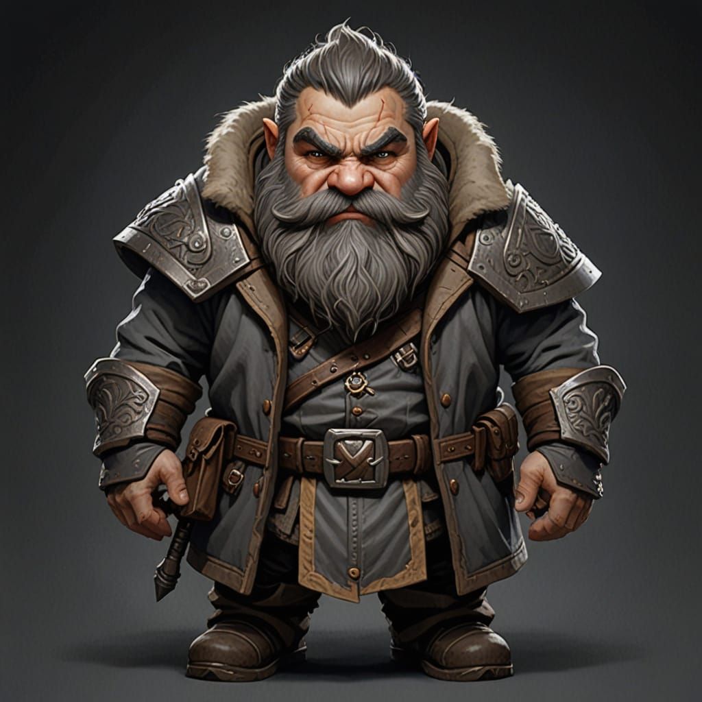 Monochrome Dwarf with Dull Skin and Clothes