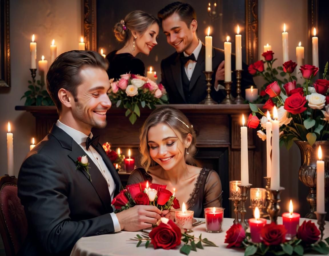 Romantic Valentine's Day Dinner: Couple in Love