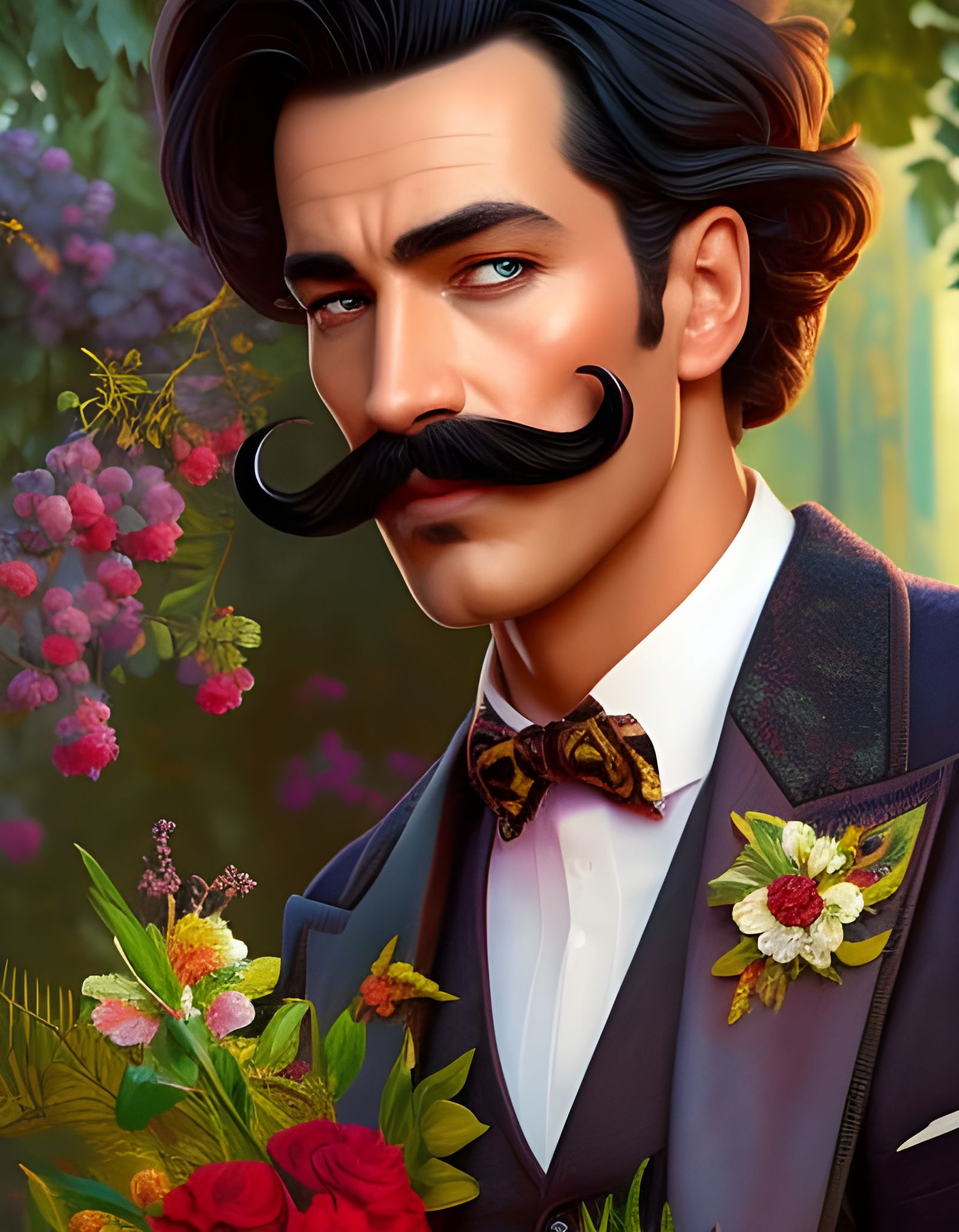 Dandy Gentleman Portrait in Art Nouveau Style
