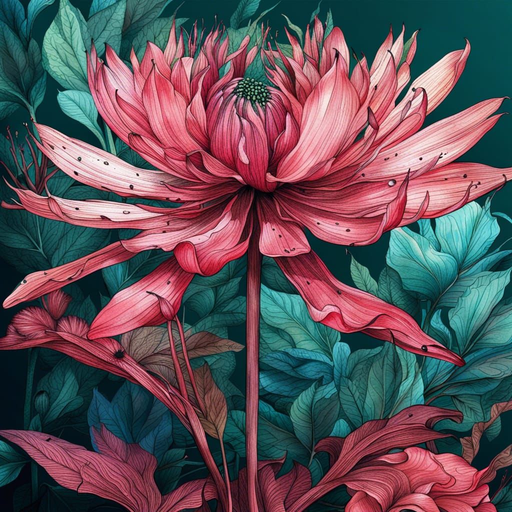 Detailed Botanical Ink Drawings of Plant Life