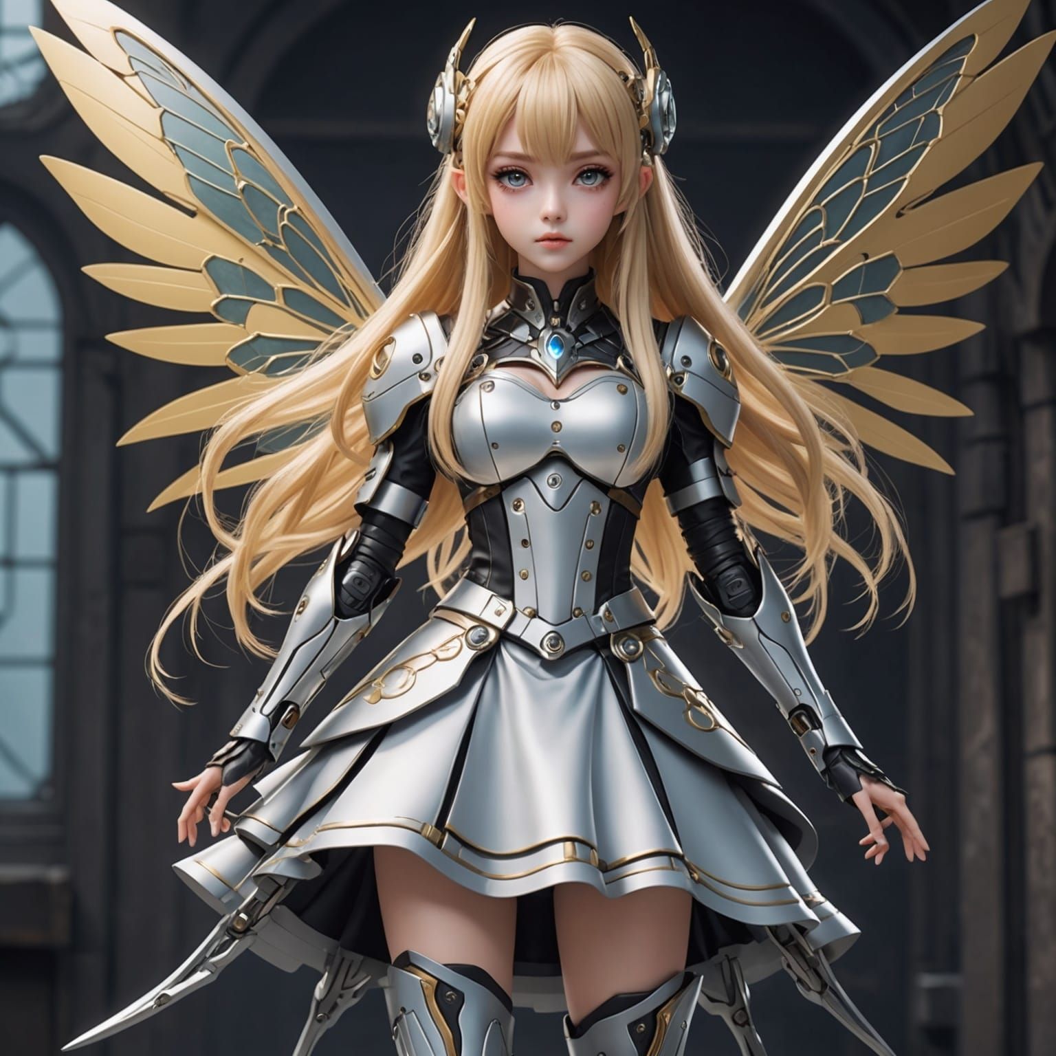 Cyberpunk Fairy in Elegant Anime Style