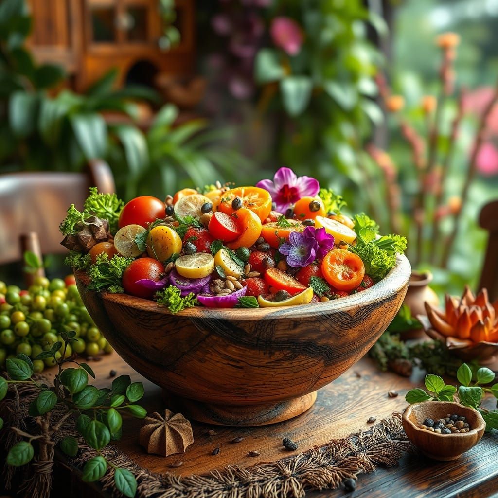 Wholesome Vegan Feast in Earthy Paradise