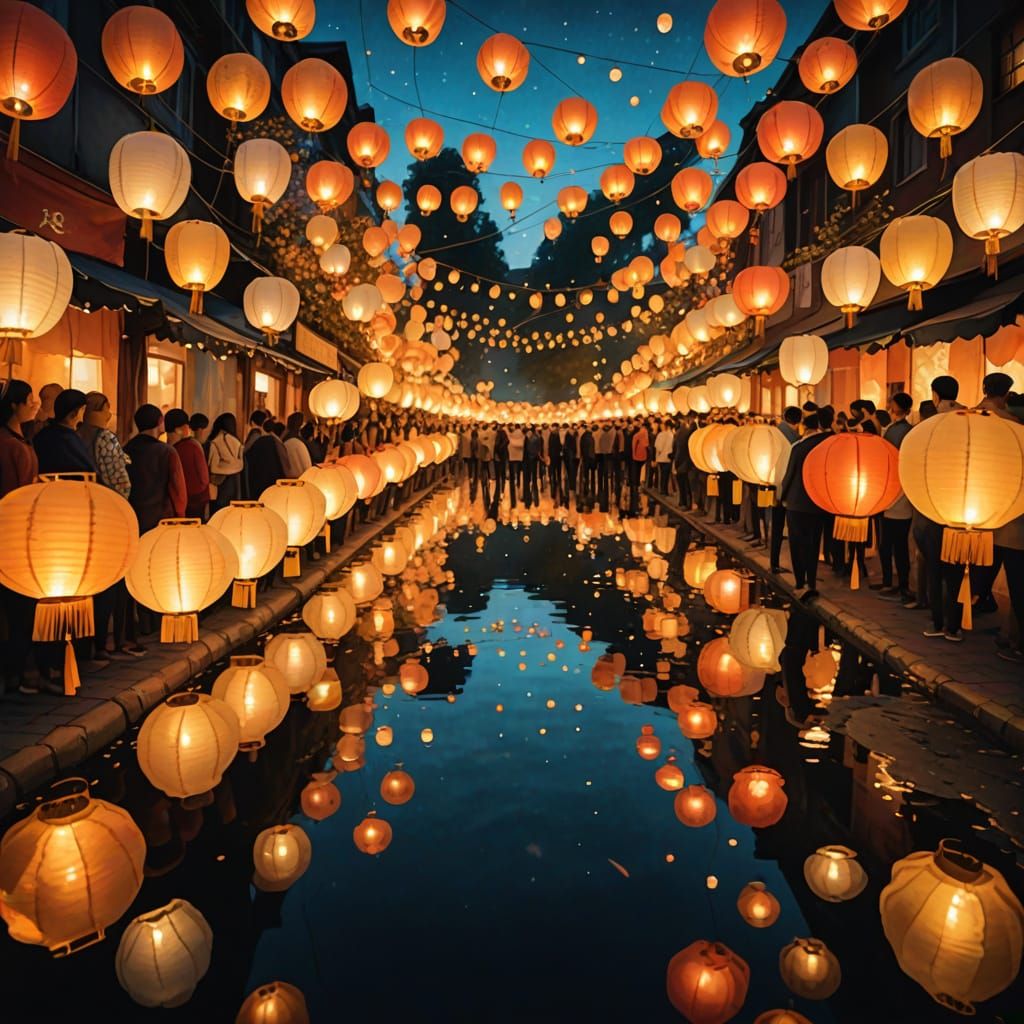Lantern Festival in Dreamy Impressionistic Style