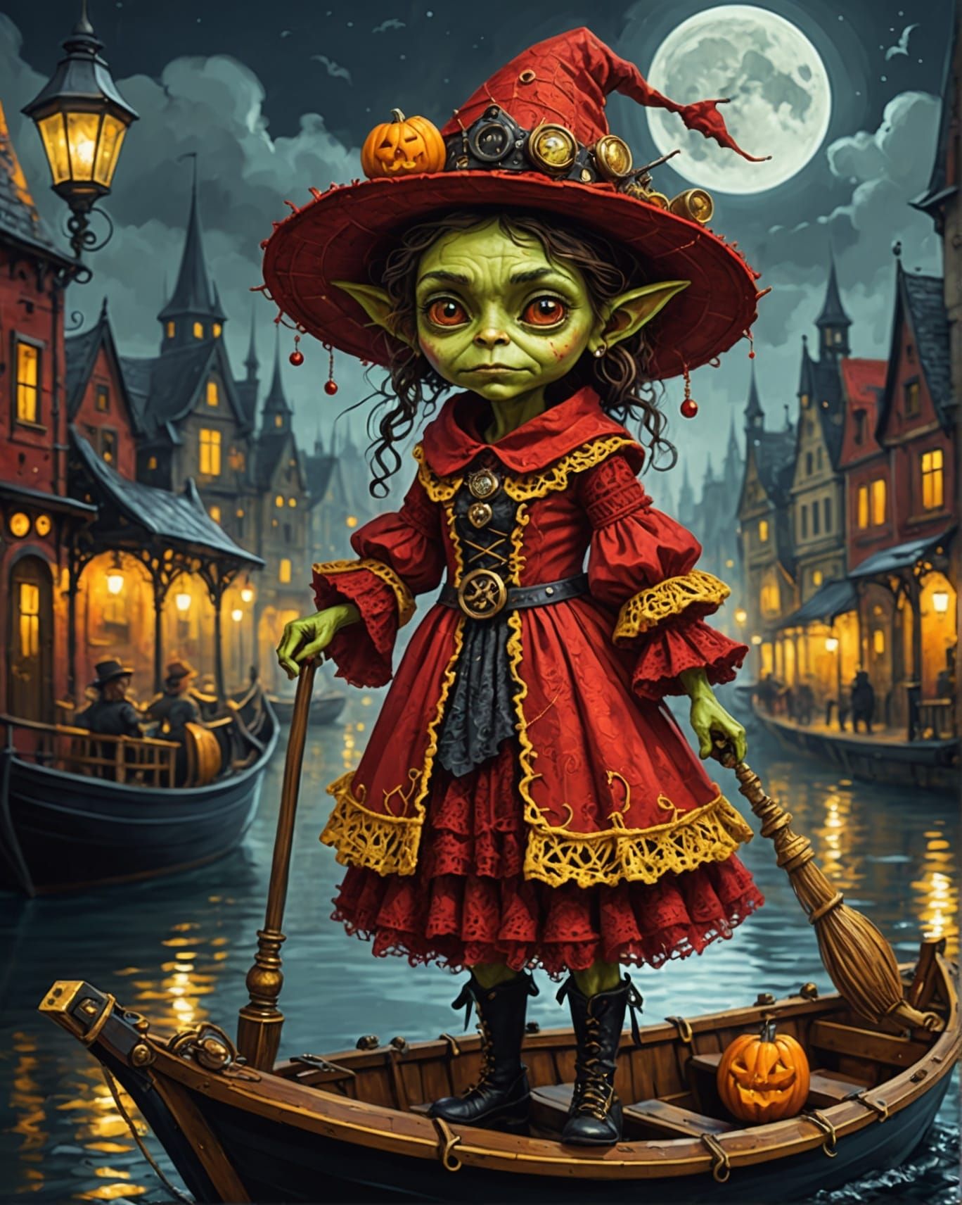 Steampunk Halloween Goblin in Klimt-Inspired Crochet