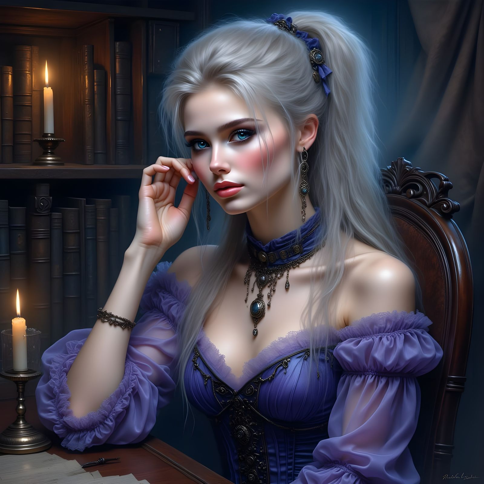 Norse Goddess of Wisdom in Violet Gown