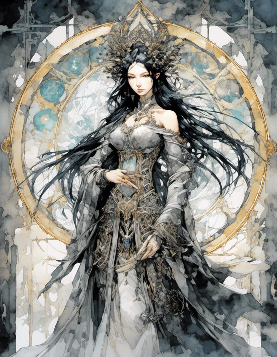 Fantasy Elf Princess Arwen in Watercolor Style