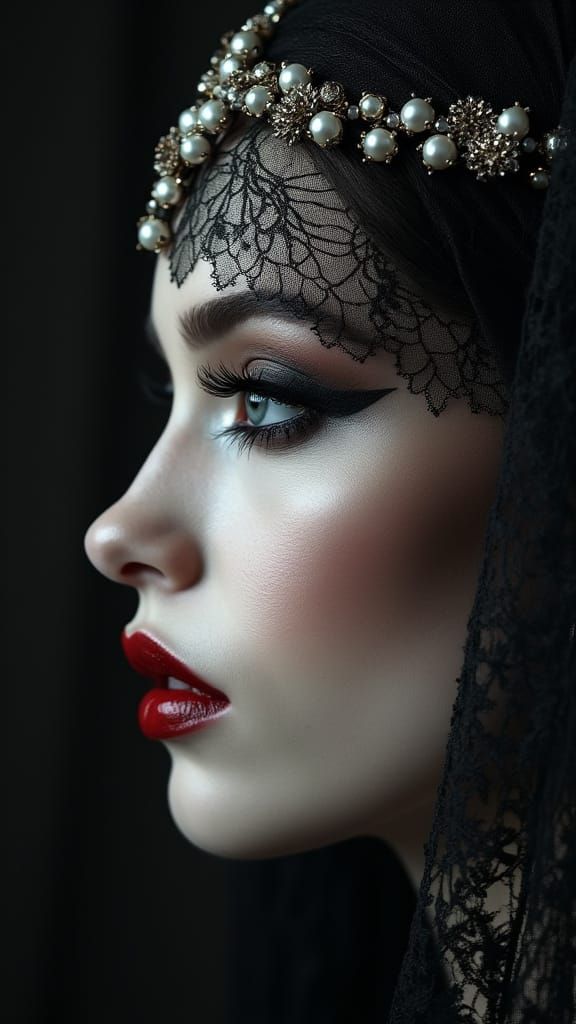 Gothic Elegance: A Hyper-Realistic Portrait of a Woman