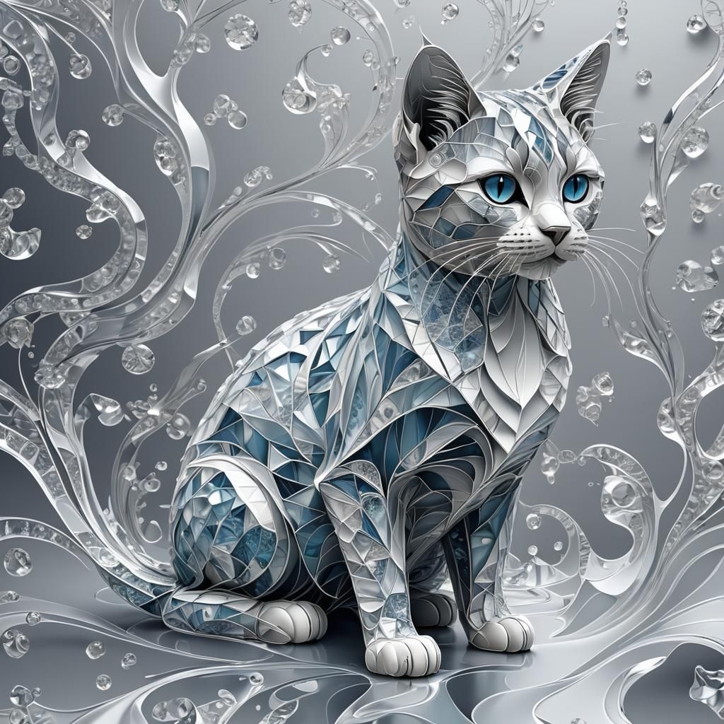 Icy Cat Abstract Vector Fractal Design