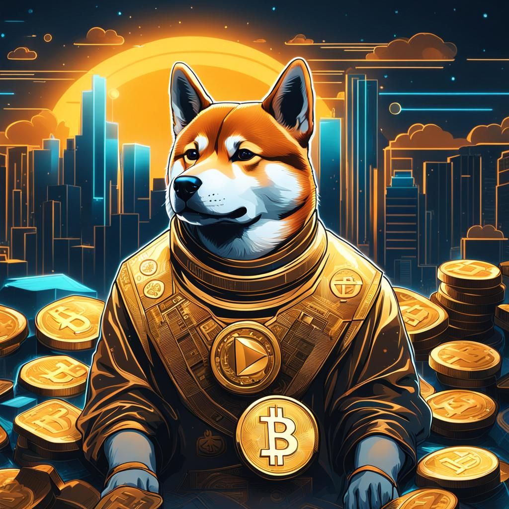 Shiba Inu Crypto Dog Icon in Modern Art Style