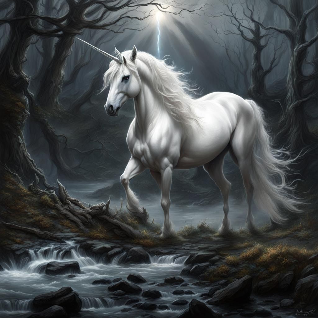 Hyperrealistic Unicorn Death in Fairycore Style