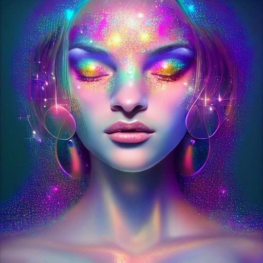 Ethereal Woman with Twinkling Skin: Digital Painting
