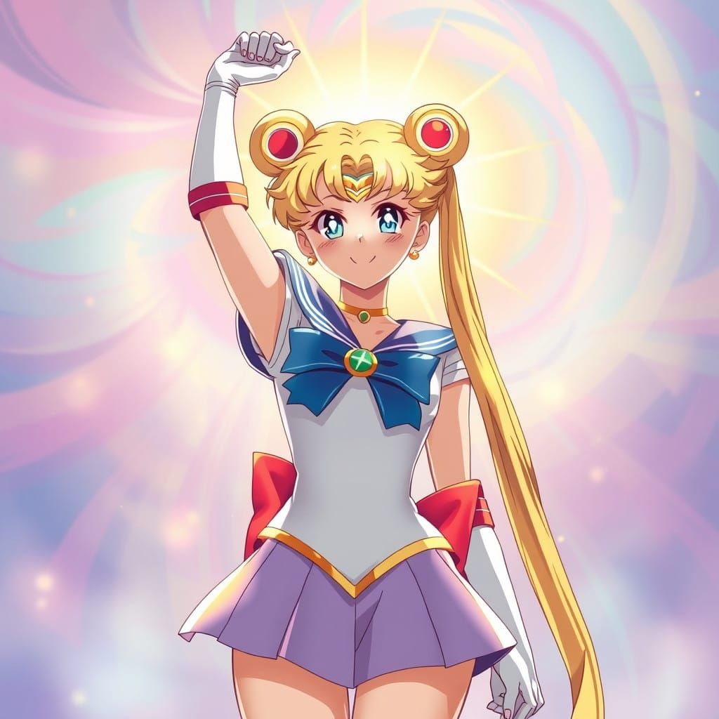 Heroic Sailor Moon in Vibrant Anime Style