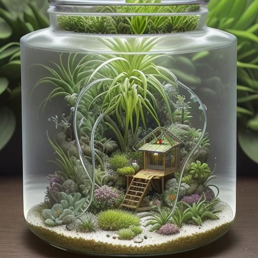 Hyperdetailed Terrarium Masterpiece with Air Plants