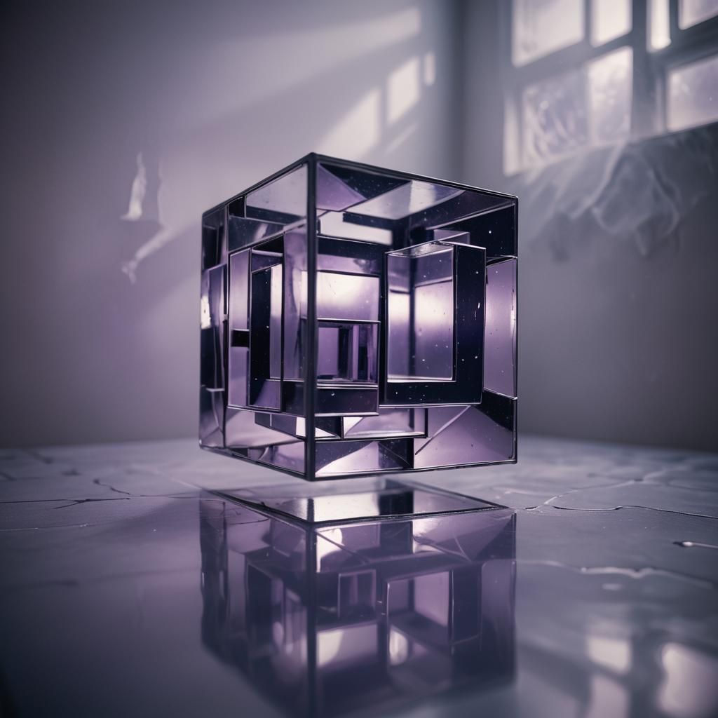 Surreal Mirror Cube Echoing Impossible Geometry