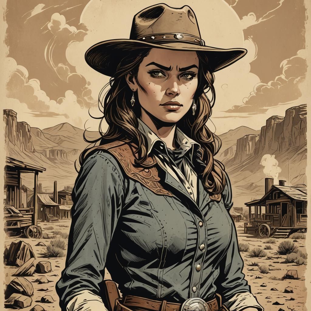 Western Comic Book Style Woman Illustration