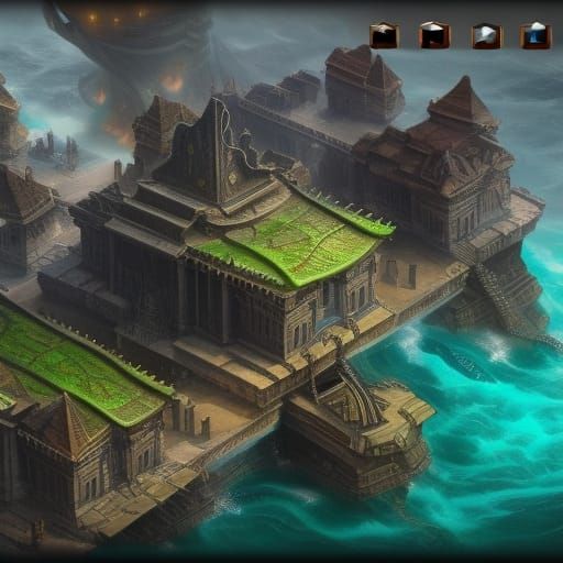 Water Battle Coliseum in Detailed Matte Painting Style