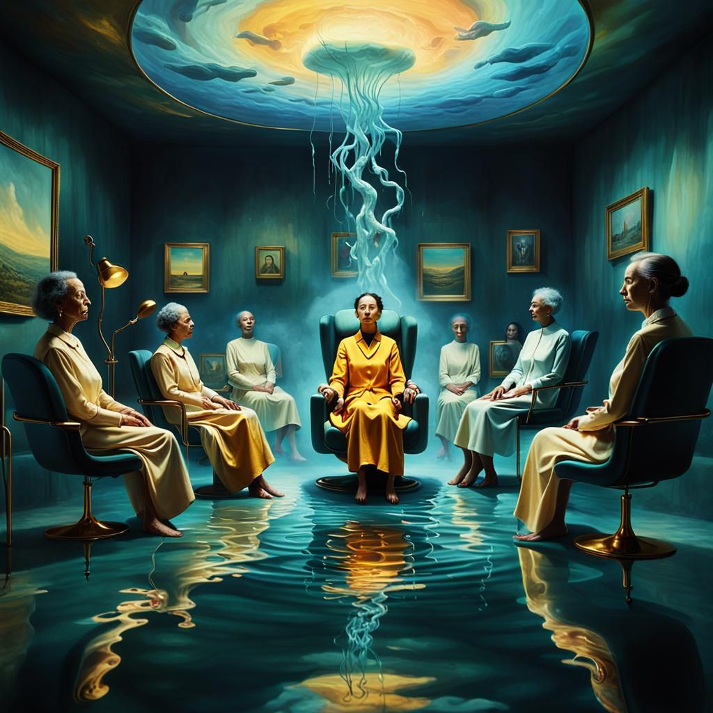 Surreal Therapist Portrait in Dreamlike Setting