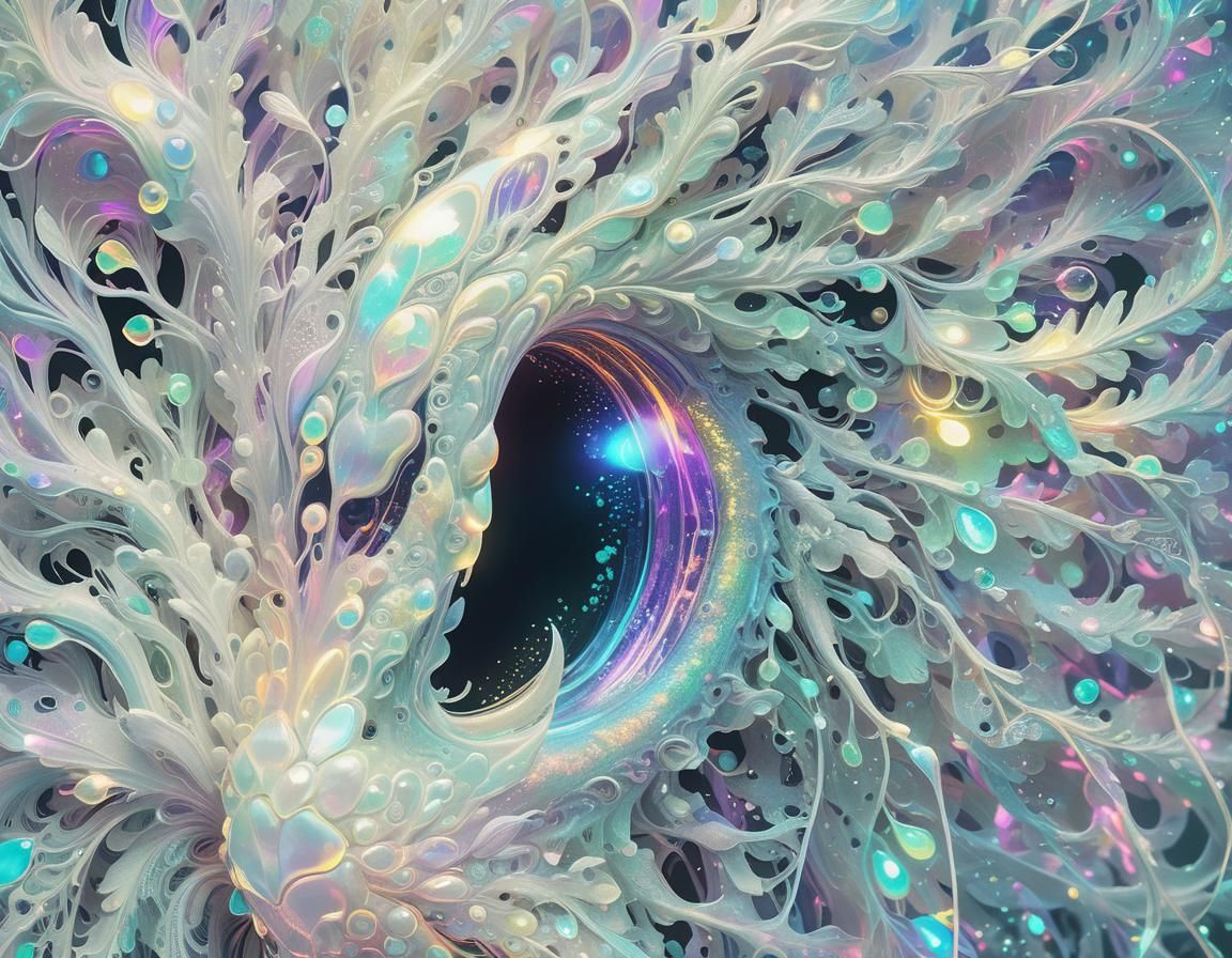 Bioluminescent Creature with Pearlescent Skin