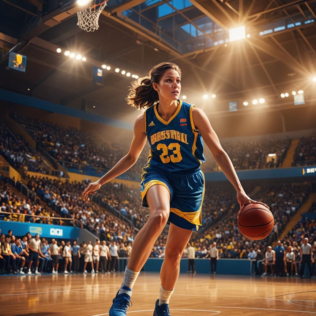 Woman in Basketball Uniform, Digital Oil Painting
