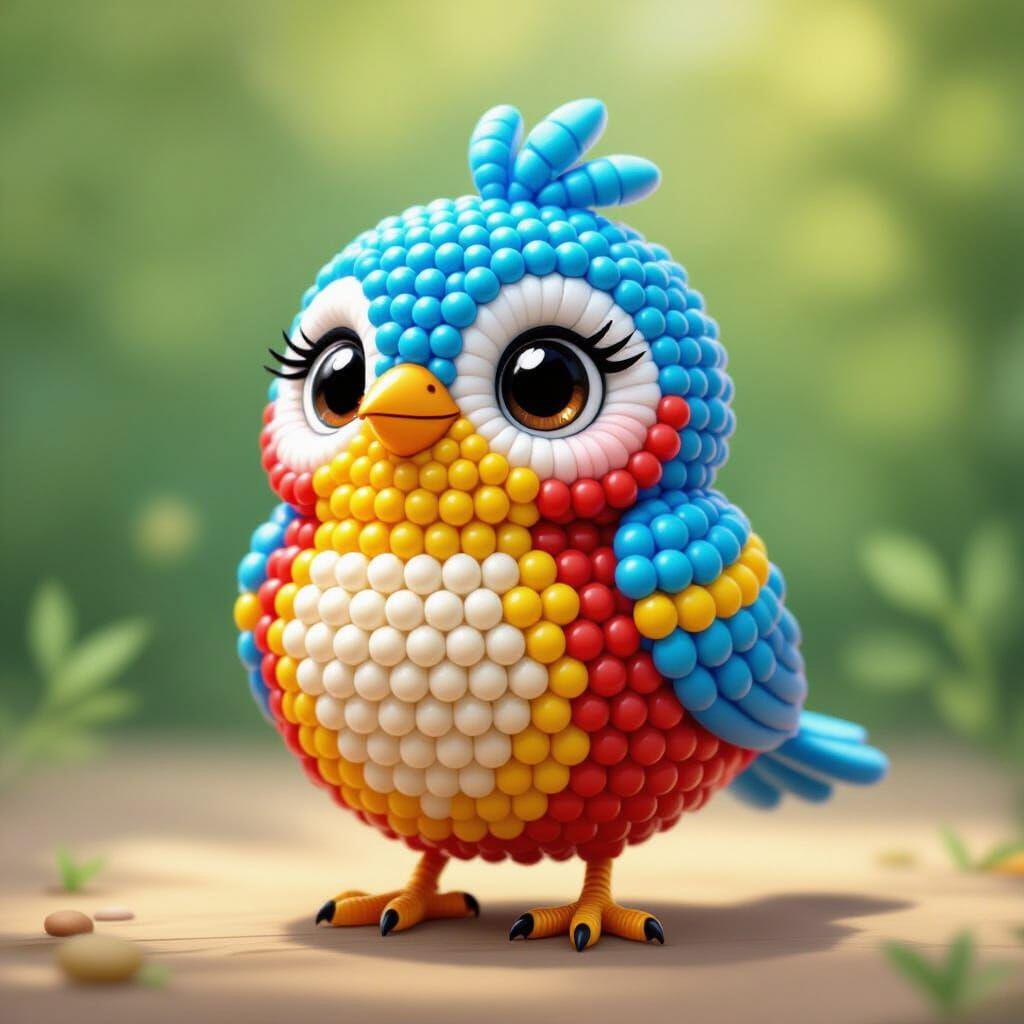 Cute Beaded Bird Cartoon