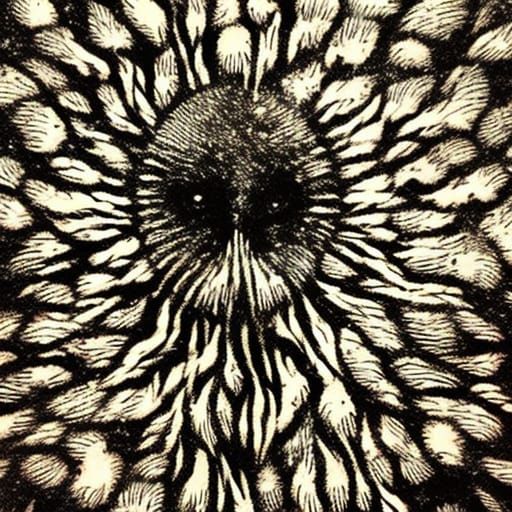 Dark Surreal Horror Figure in Hellish Fires