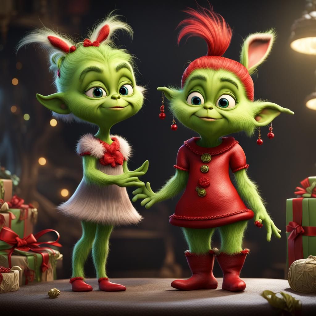 Baby Grinch and Cindy Lou in Detailed Matte Painting