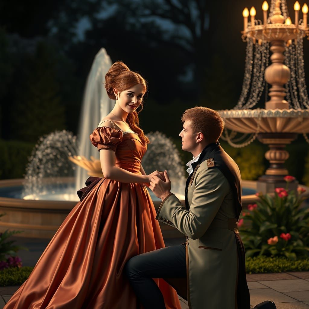Regency Romance Proposal in a Moonlit Garden