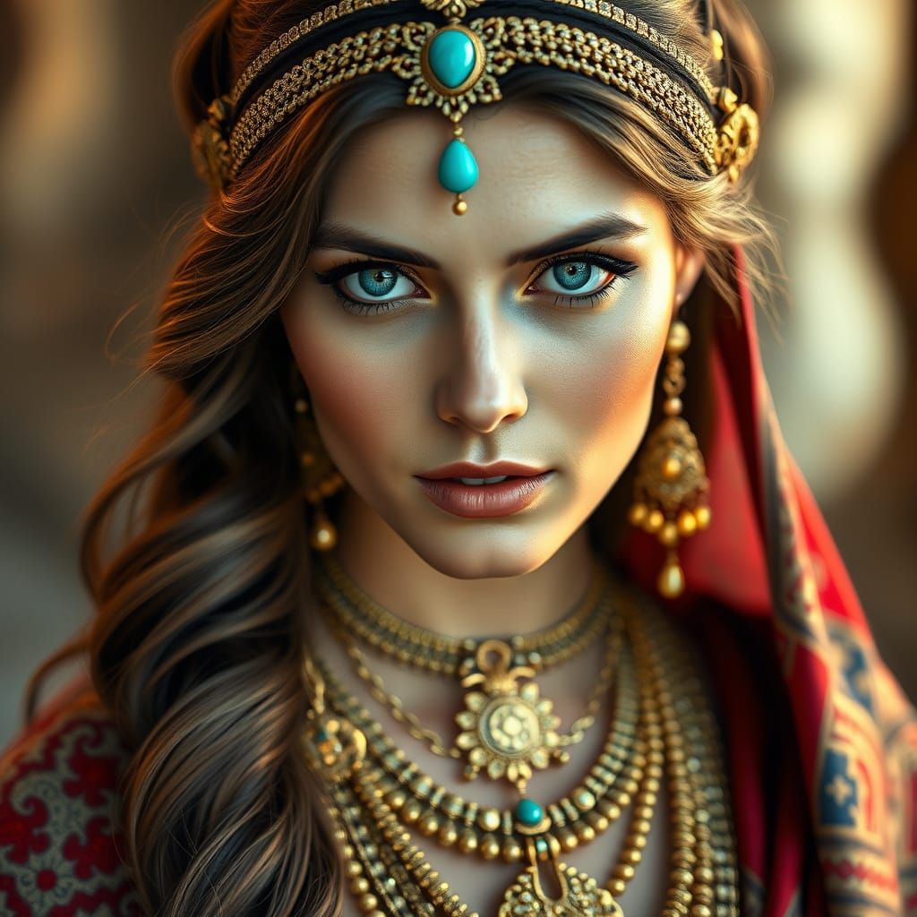Elegant Portrait of Middle Eastern Woman with Jewelry