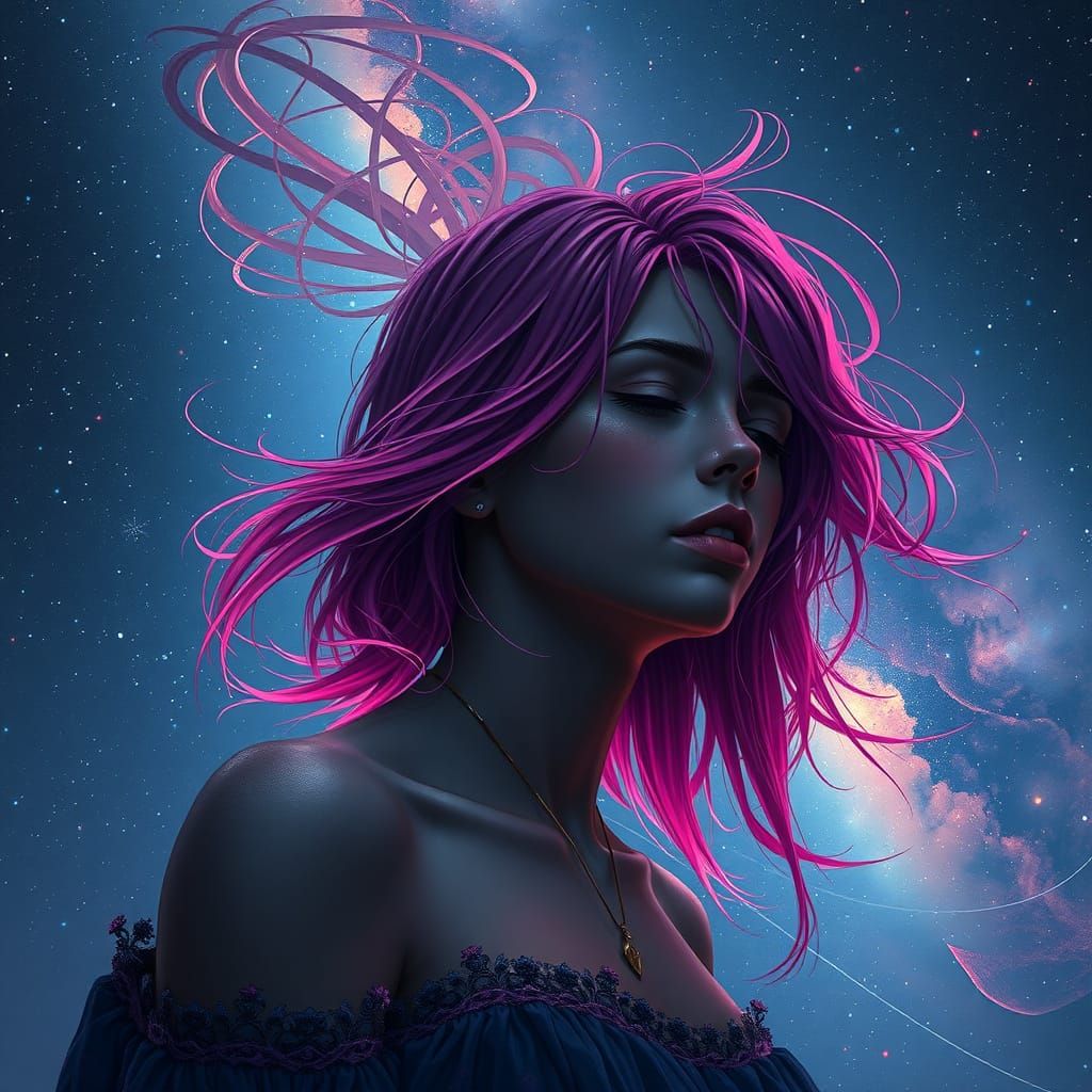 Ethereal Dreamer Under Starlit Skies