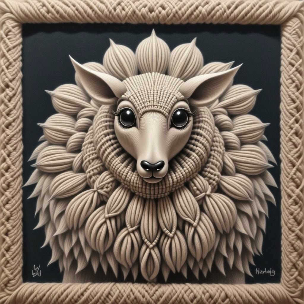Flock of Sheep in Whimsical Macrame Style