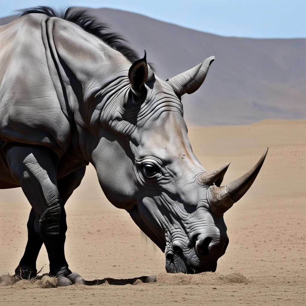 Horse with Rhino Horn: Digital Art Creation