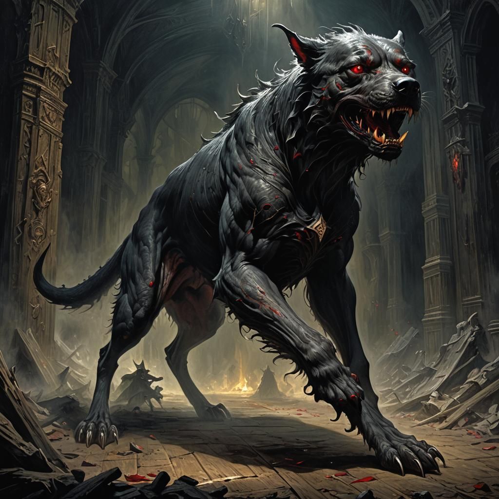 Terrifying Monstrous Dog Ready to Attack