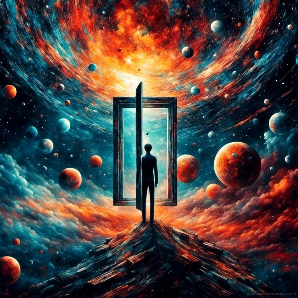 Magical Portal to a Surreal Galaxy as Impasto Painting