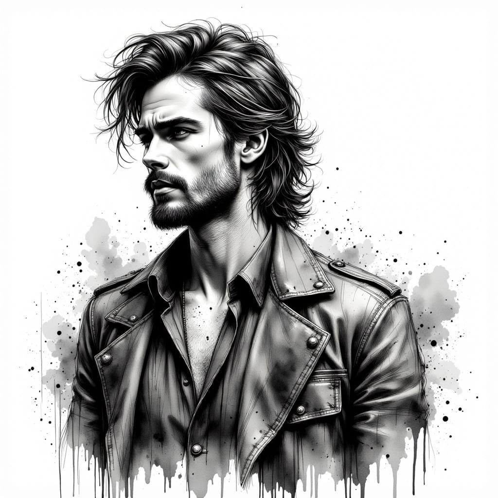 Intricate Ink Portrait of Handsome Man in Gustave Doré Style