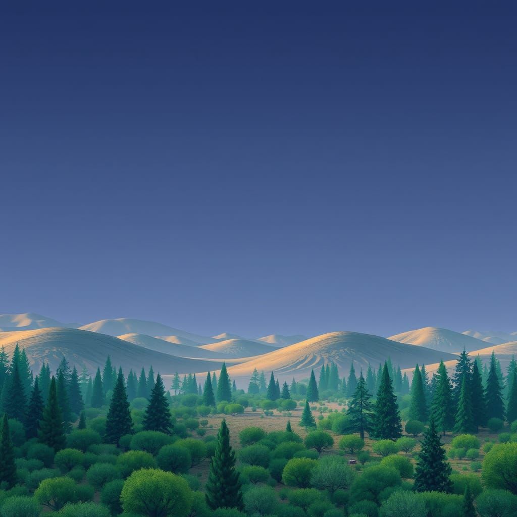 Desert Transformed into a Lush Forest in Cyberpunk Style