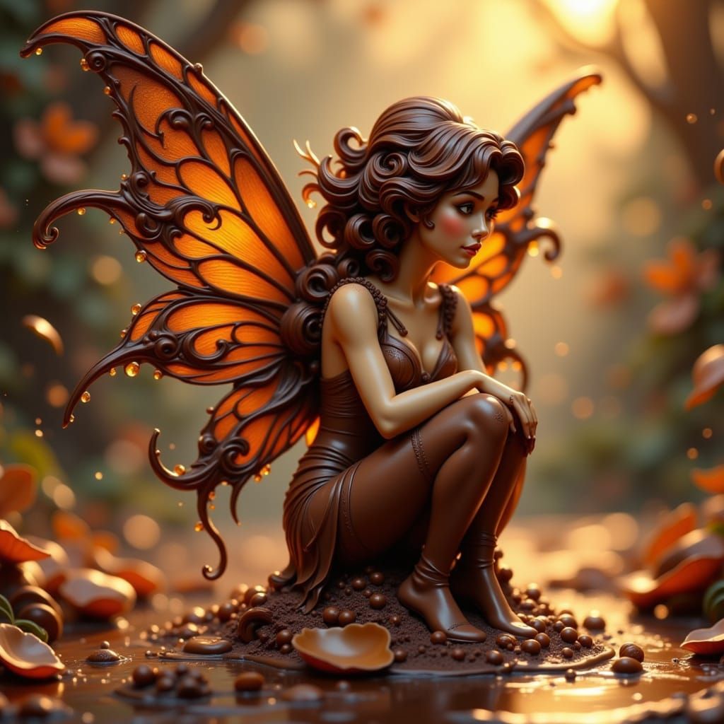 Chocolate Faerie in Art Nouveau Style