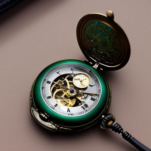 Intricate Open Pocket Watch in Steampunk Style