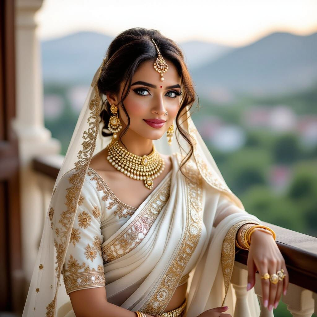 Captivating Indian Bride with Gold Jewelry in 8K
