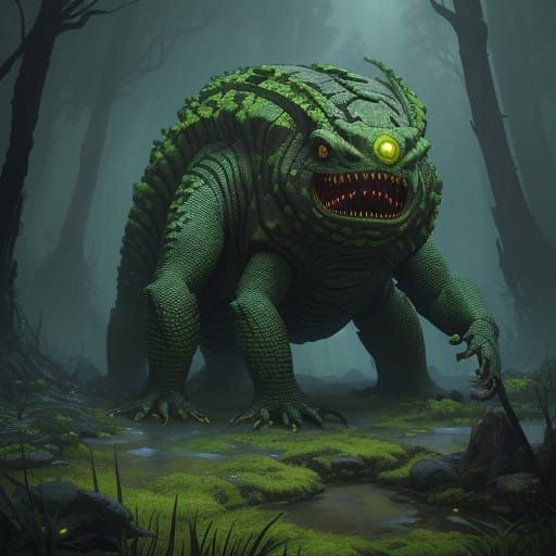 Ethereal Reptilian Creature in a Fantastical Environment