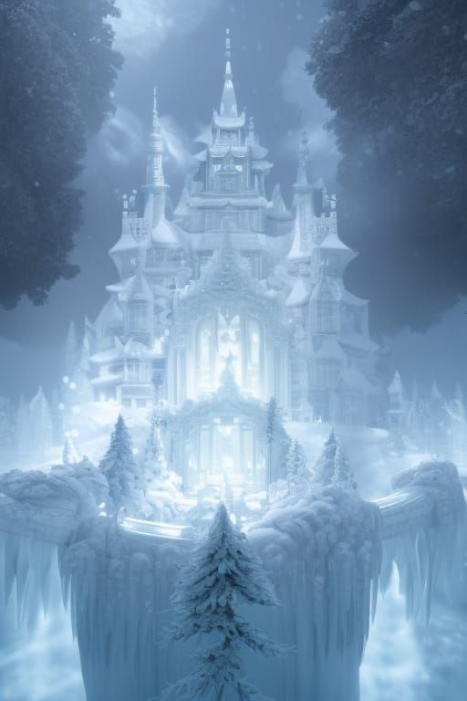 Magical Frozen Temple in Winter Wonderland