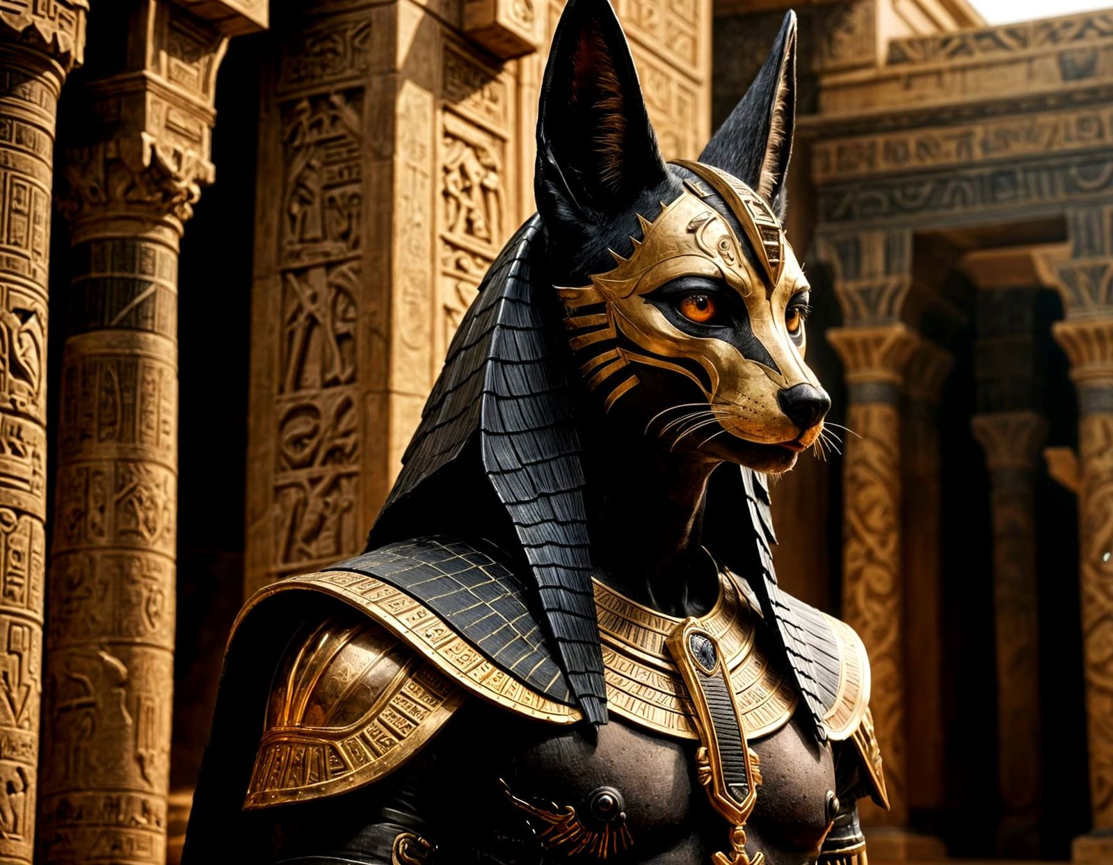 Anubis: Haunting Photorealistic Jackal God in Ancient Egypt