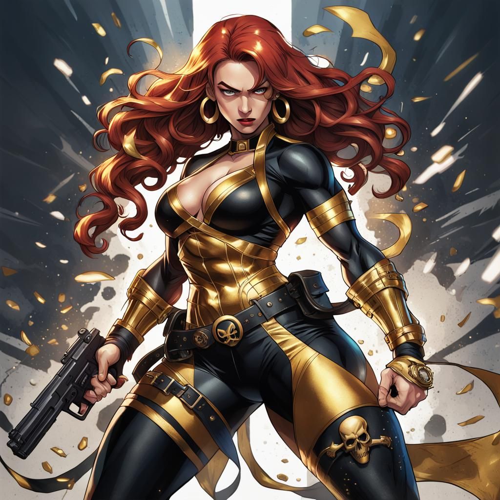 Villainous Heroine Comic Character in Marvel Style